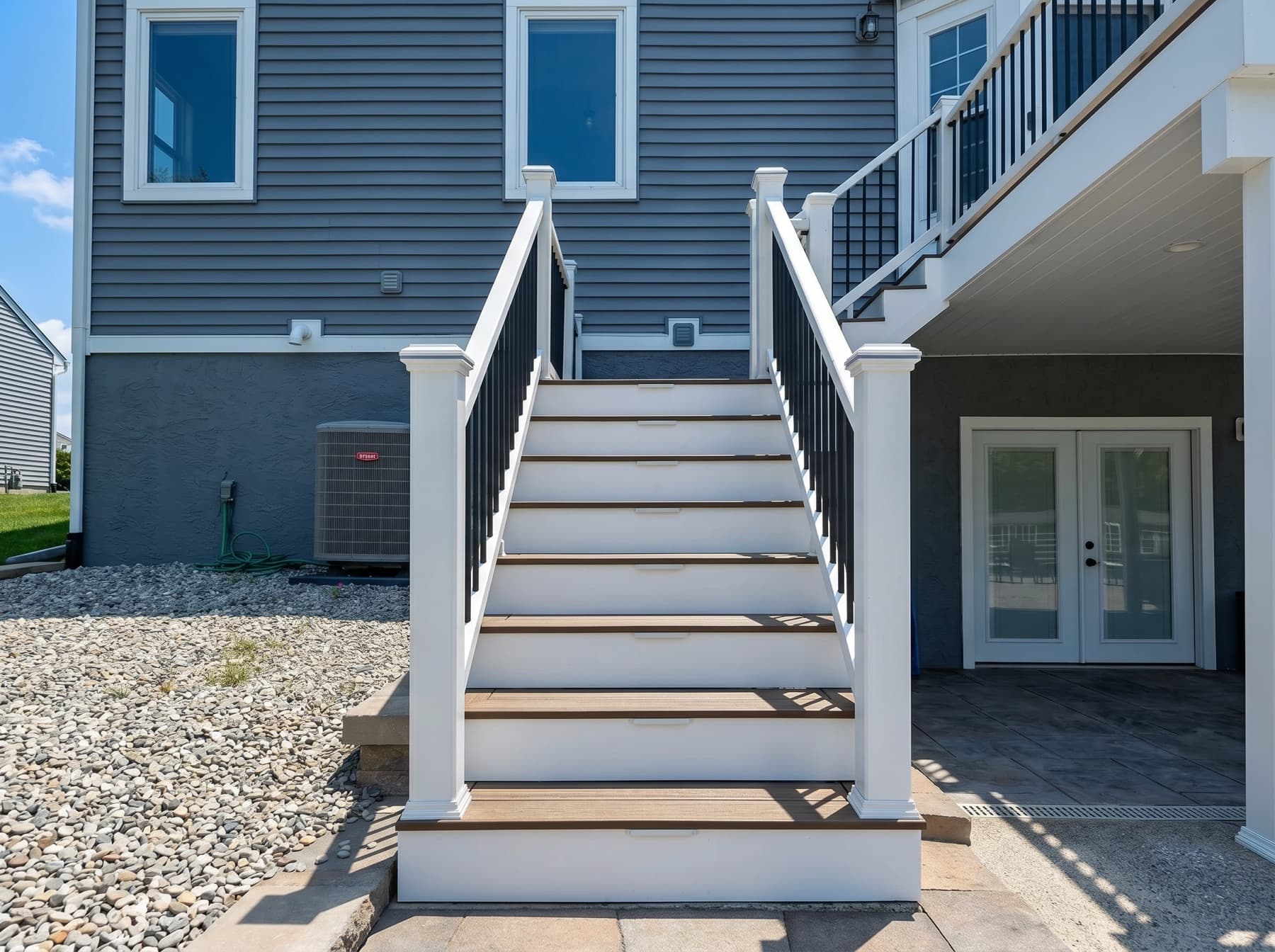 Composite stairs leading to a deck in Doylestown