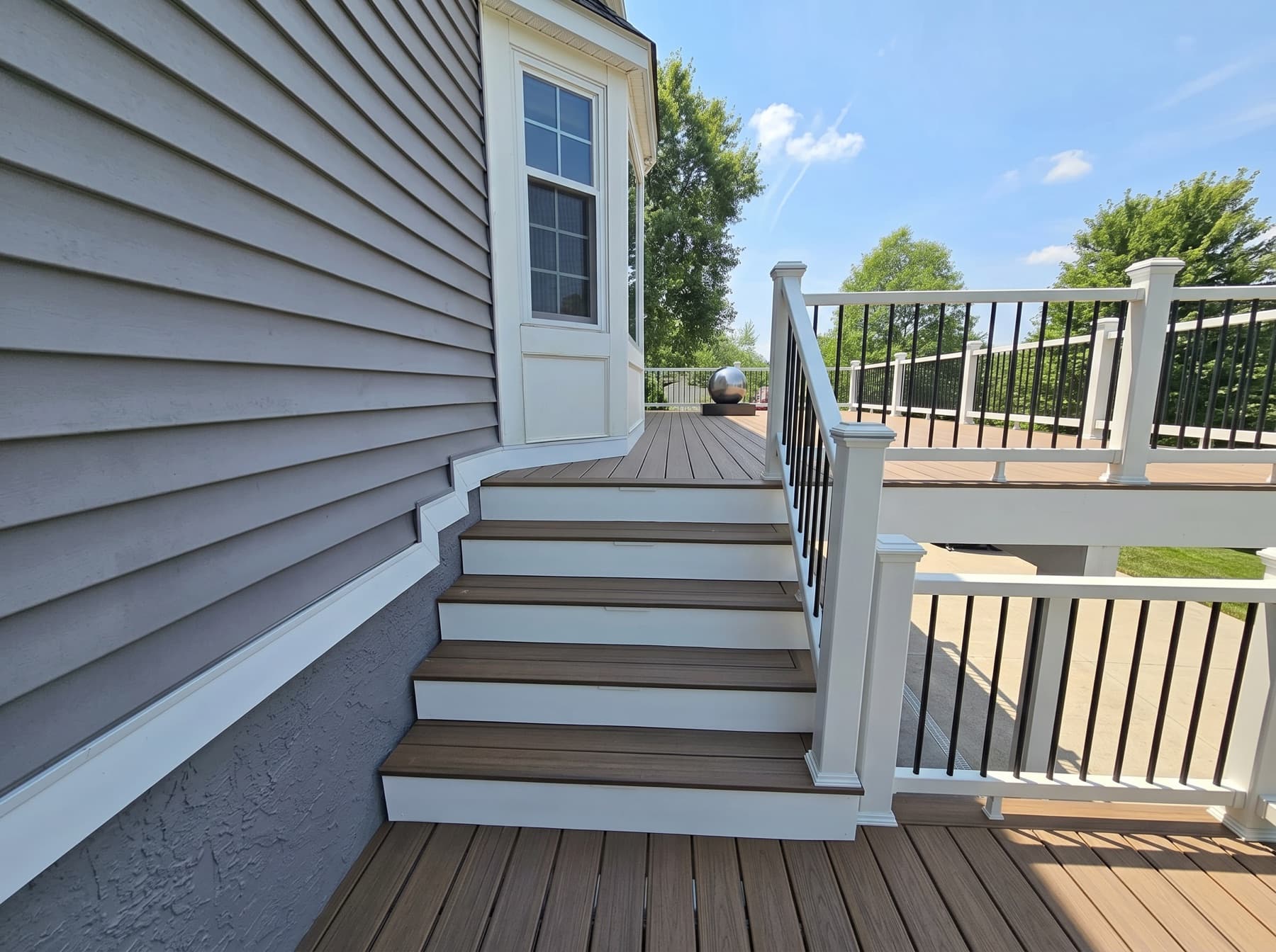 Deck stairs and landing from a deck project in Doylestown, PA
