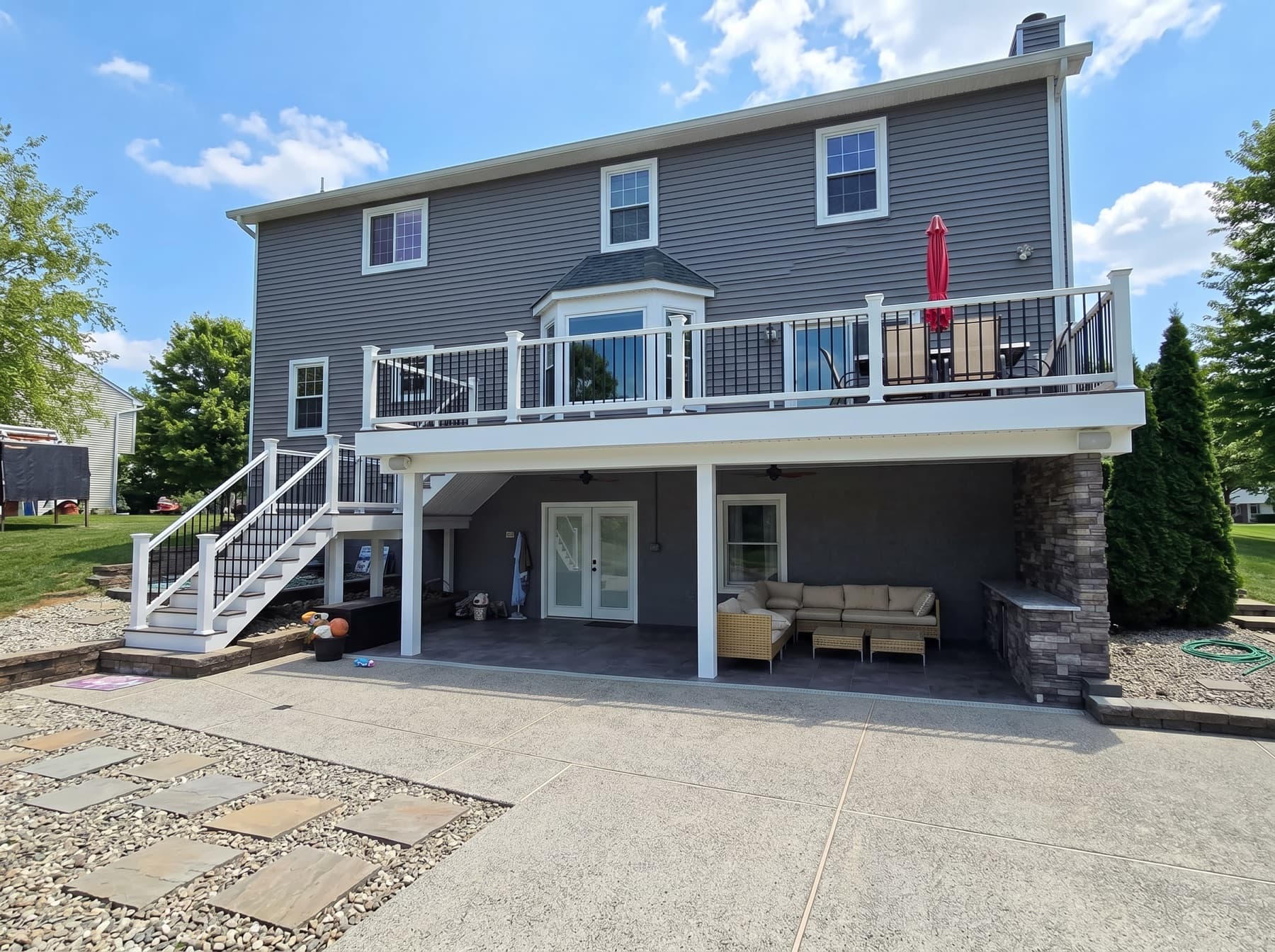 Raised deck over a covered patio in Doylestown
