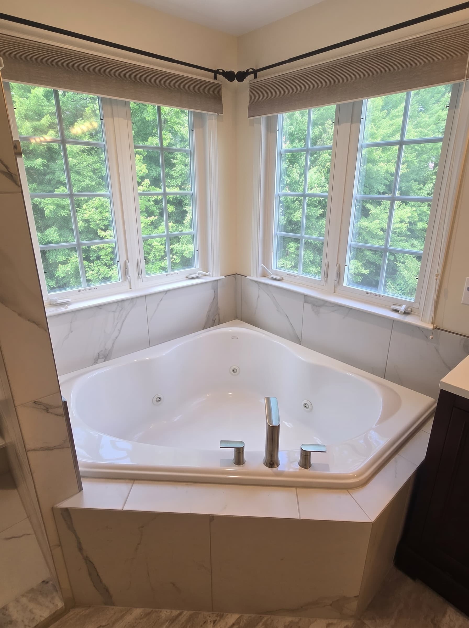 Corner tub after a bathroom remodel in Fountainville
