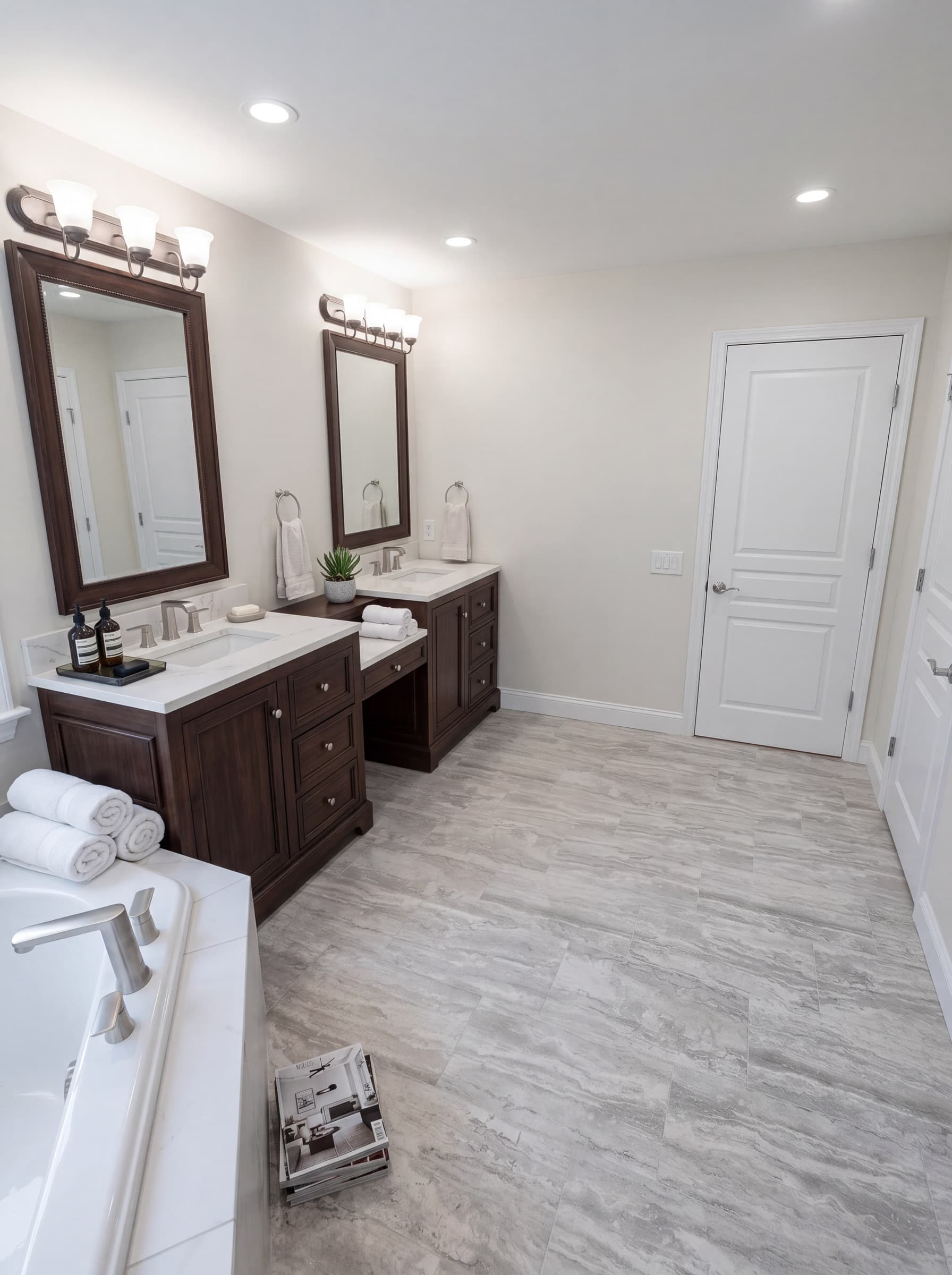 Double vanity after a bathroom remodel in Fountainville