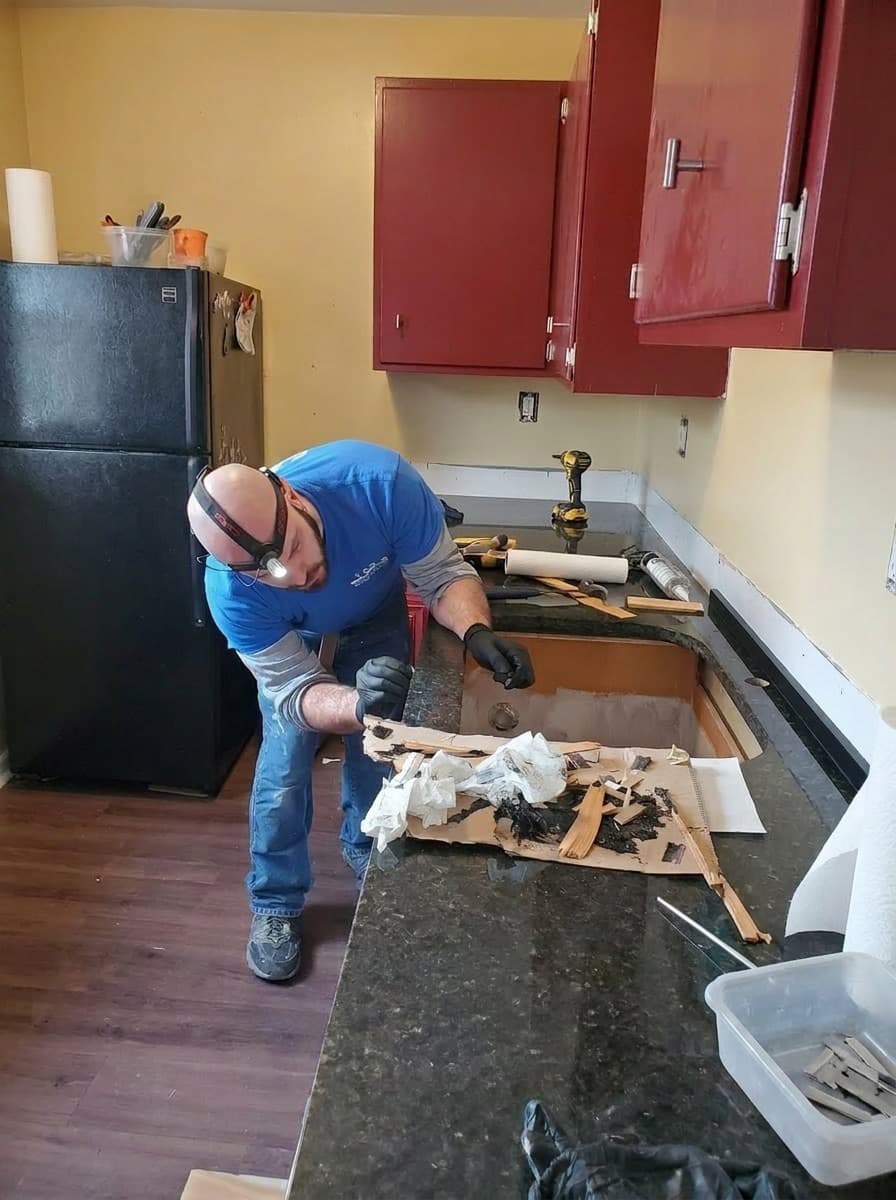 Kitchen counter and sink work in progress