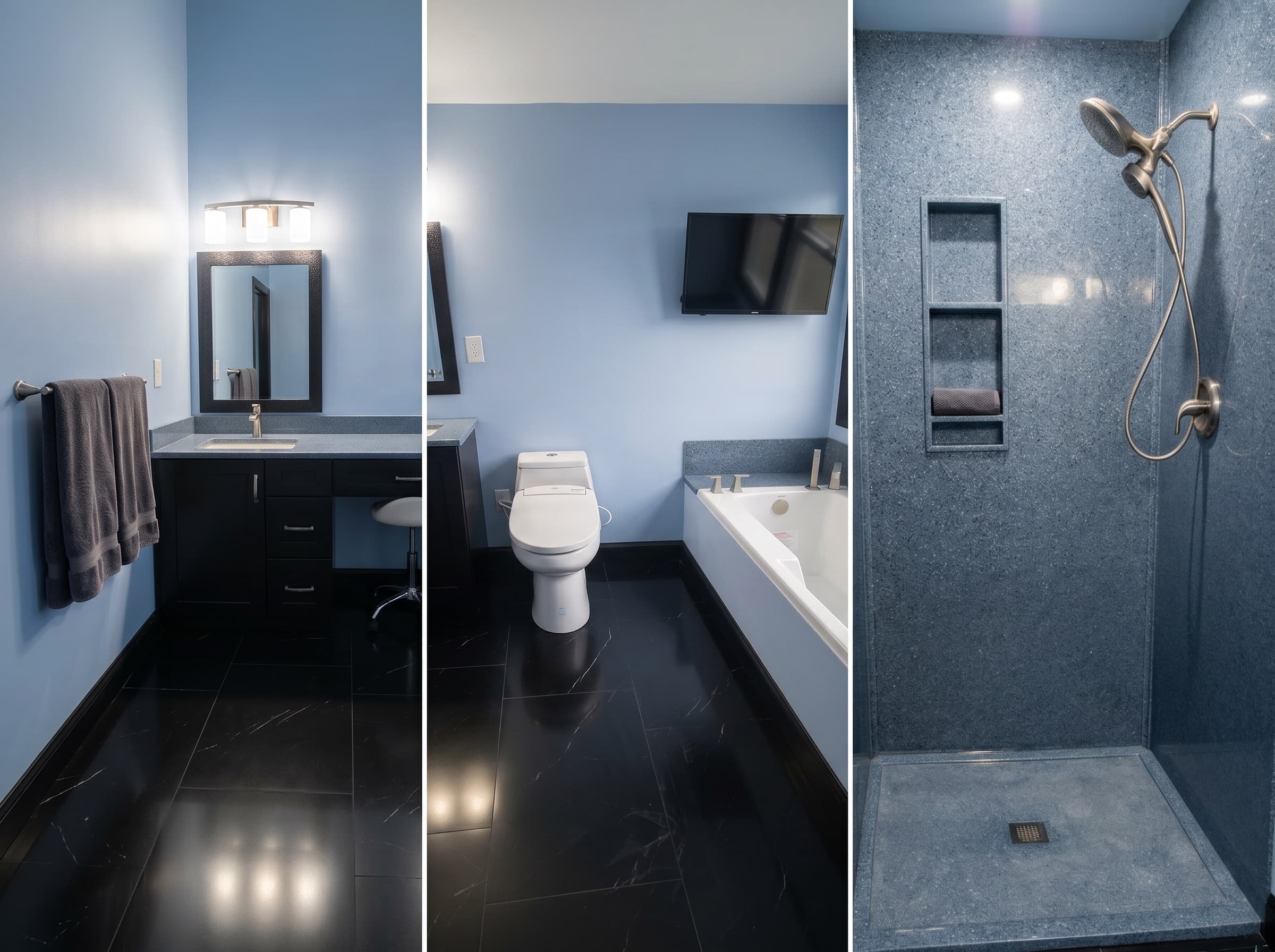Updated vanity and shower in a New Hope bathroom remodel