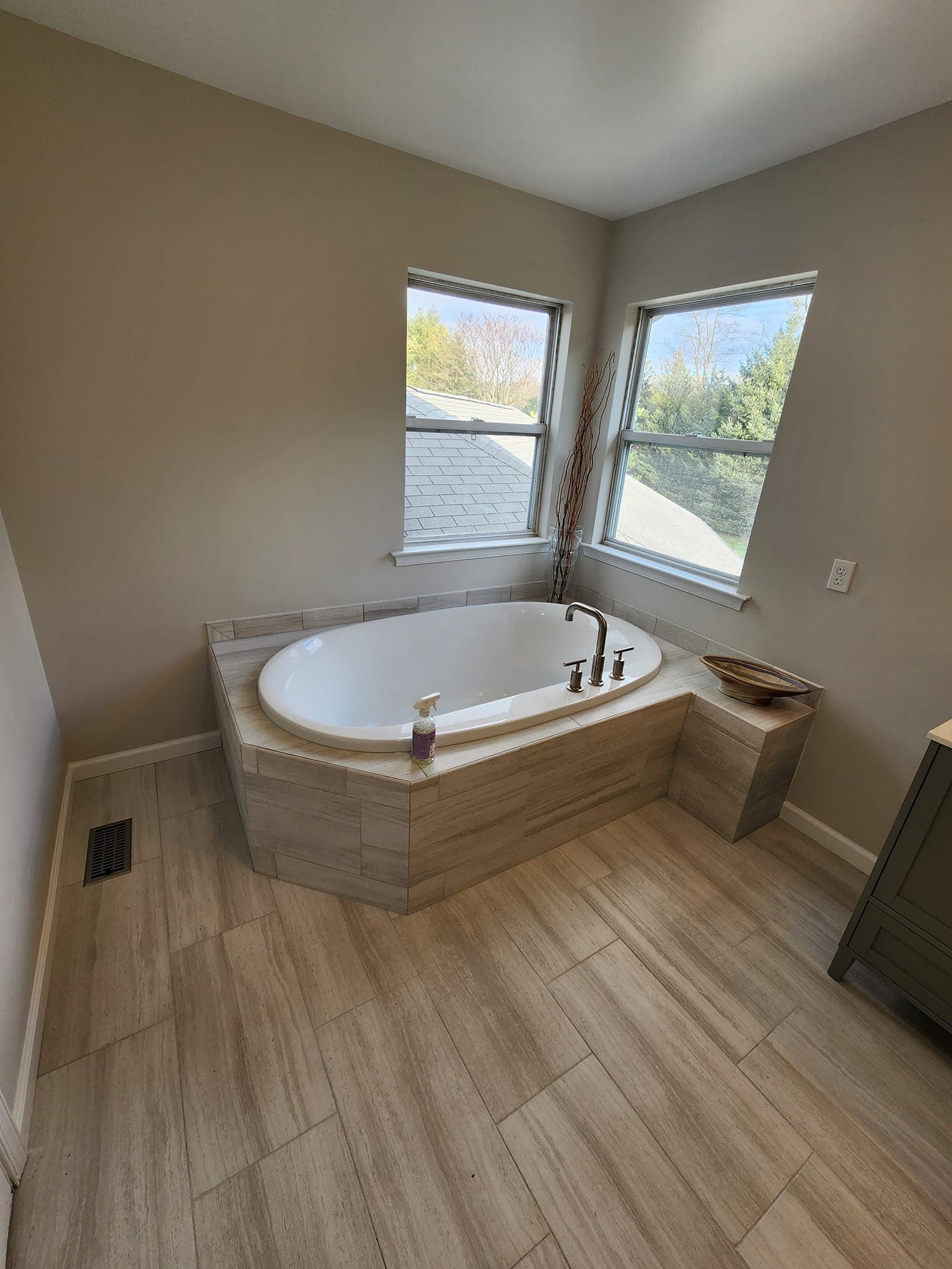 Tub and window from a bathroom remodel in Perkasie, PA