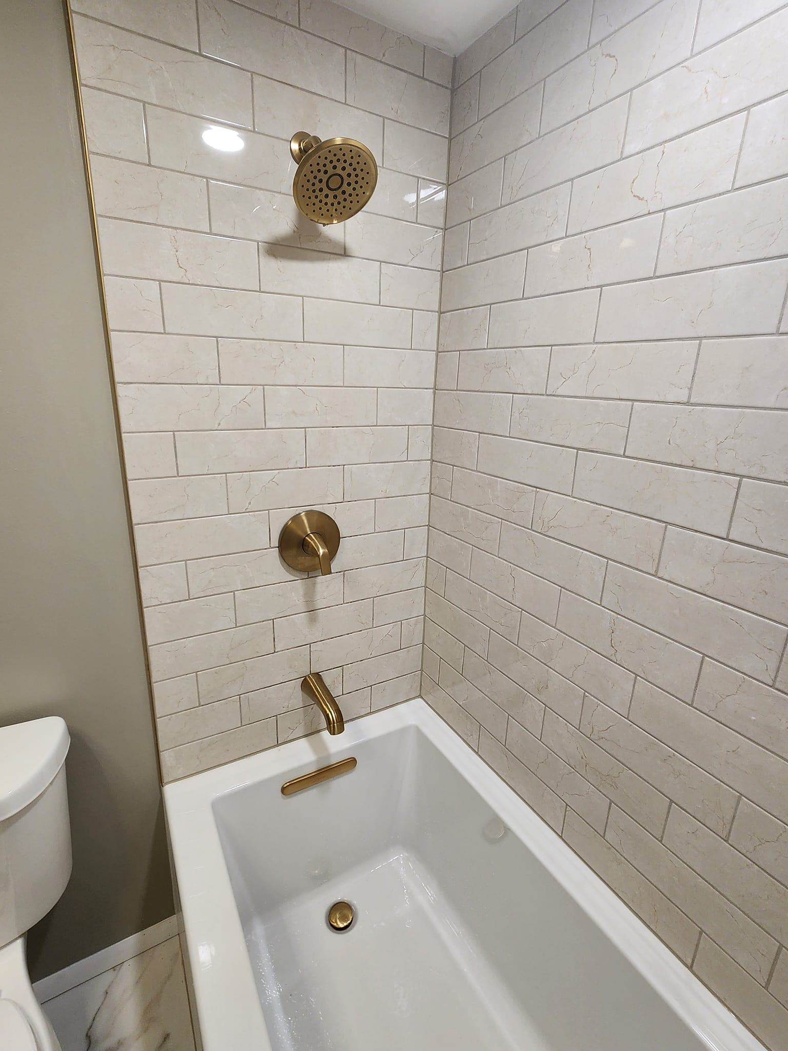 Tile shower from a Warrington bathroom remodel